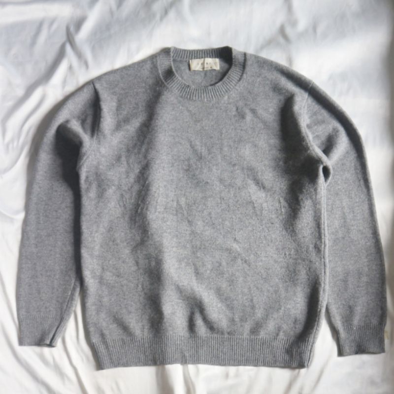 (NO NEGO) LAINE Knitwear Wool Bahan Tebal Grey Abu  Knitwear Sweater Sweatshirt Crewneck Rajut Wool 