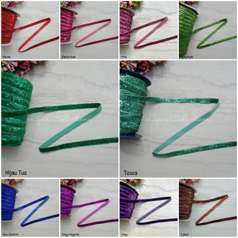 

(1yard = 90cm) Pita Velvet Glitter Polos 1cm