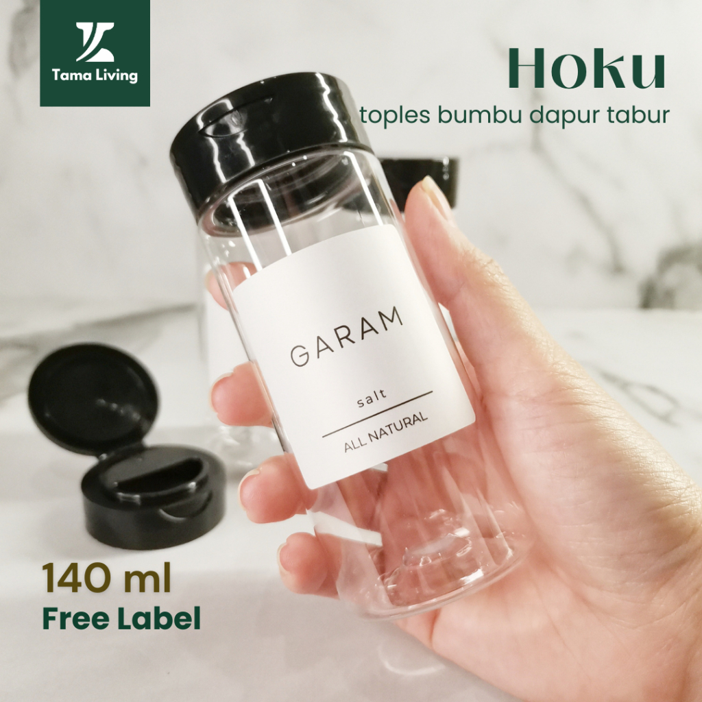TAMA LIVING Hoku Toples Bumbu Dapur Tabur 140 ml Hitam Free Label Jar Bumbu Dapur Botol Bumbu Dapur