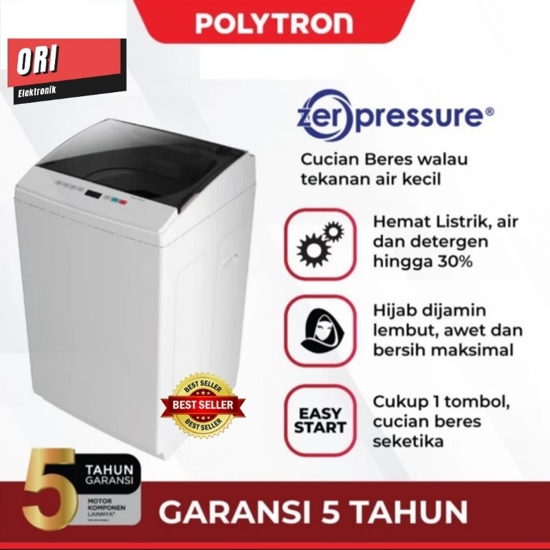 POLYTRON MESIN CUCI 1 TABUNG ZEROMATIC SERIES KAPASITAS 9 KG PAW-9527