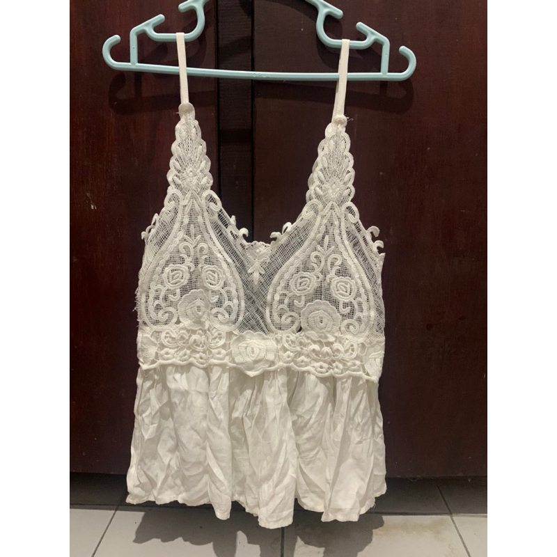 Atasan renda putih/atasan putih sexy