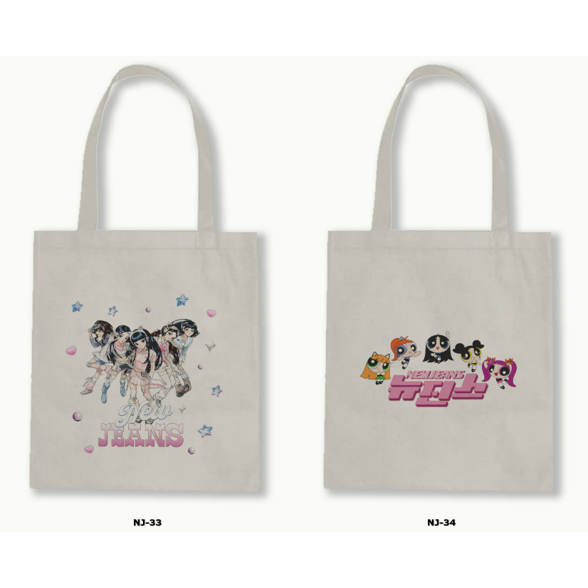 Tas Tote Bag Resleting Kanvas/Blacu  - New Jeans 3