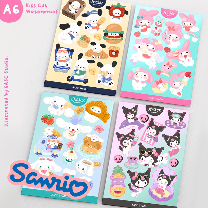 

SANRIO sticker waterproof a6 kisscut decoration journal aksesoris handphone hp laptop botol minum