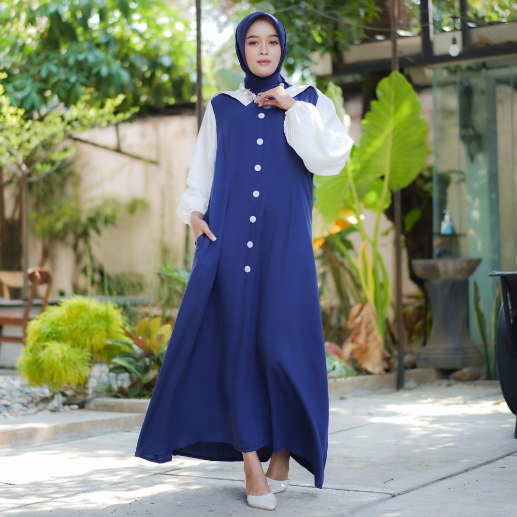 Gamis Twill Ori Terbaru Amanda Dress By Etsa Official Dress Korean Style Hijab Gamis Simple Elegan