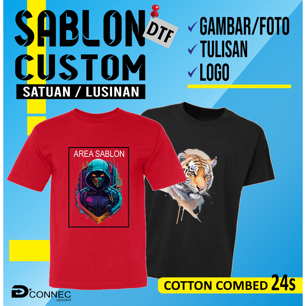 Kaos Sablon Custom Satuan Pria Wanita Unisex Dewasa Gambar Tulisan Suka-suka Free Desain Bahan Cotto