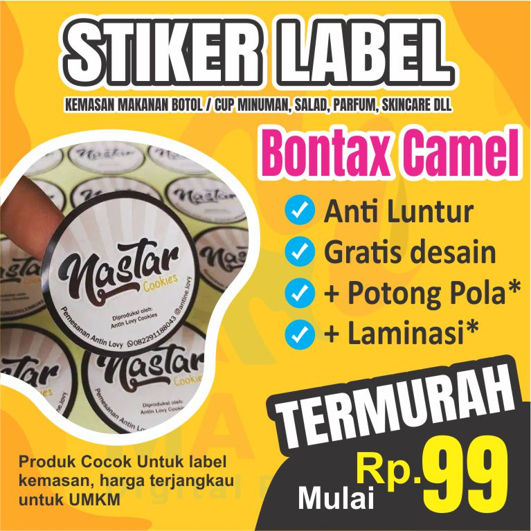 Jasa Cetak Stiker Label Produk Kue, Label Kemasan, Maliki Digital - Label skincare, Label Parfume, L