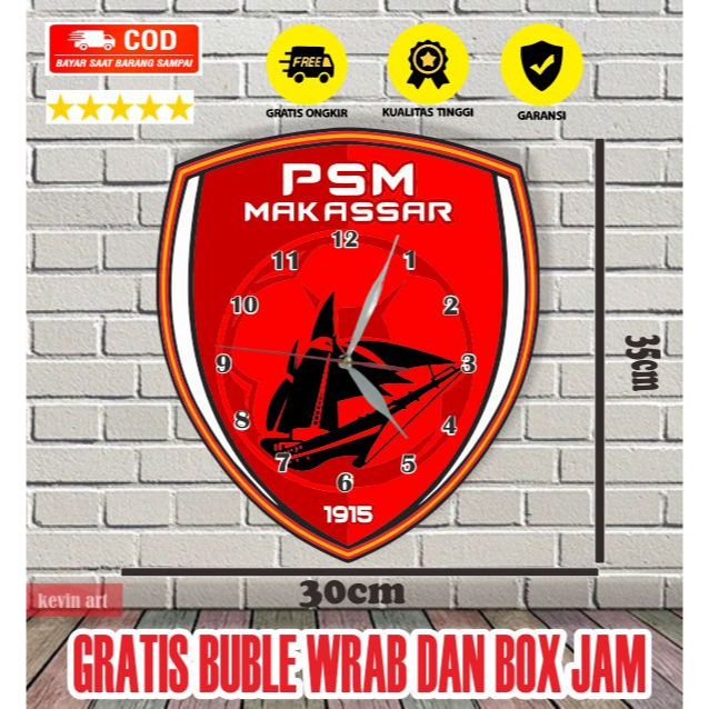 Jam dinding tempel tembok PSM Makassar unik estetik