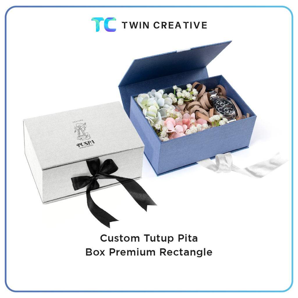 

Custom Tutup Pita Box Premium Rectangle Tempat Perhiasan / Jam Anniversary Gift - Kotak Kado Ulang Tahun