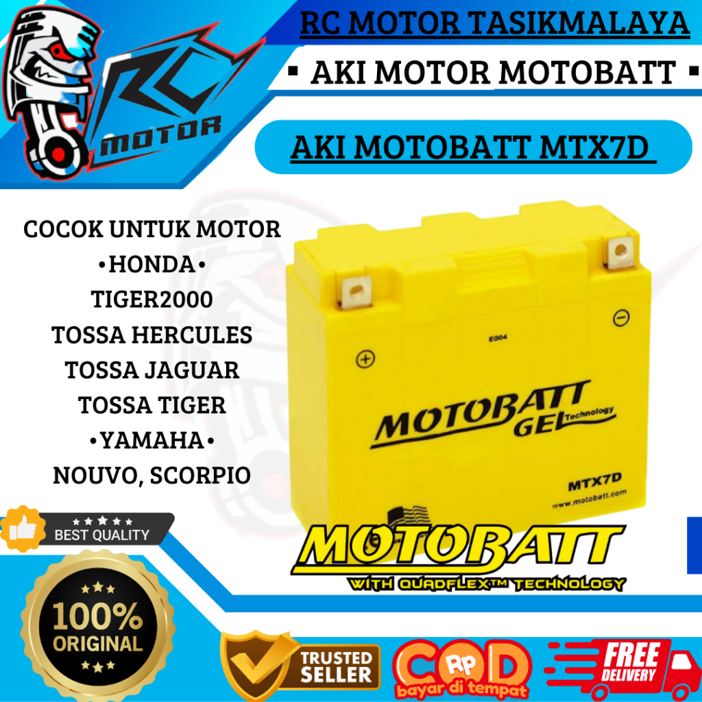 Aki Motor Honda Tiger Revo MTX7D Motobatt Aki Kering