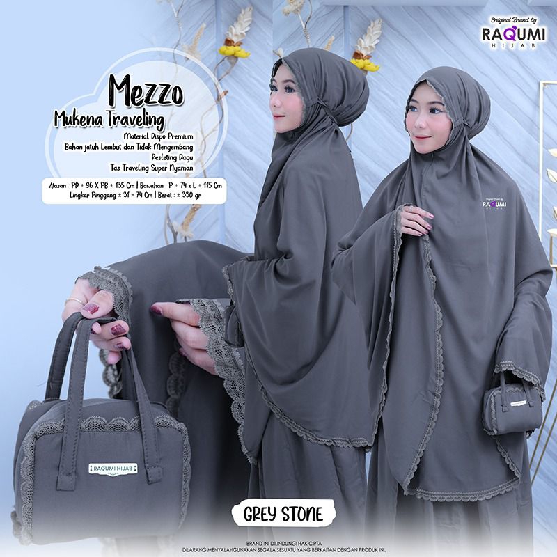 MEZZO MUKENA TRAVELING RAQUMI ORIGINAL | MEZZO RAQUMI HIJAB | MUKENA RESLETING | MUKENA PREMIUM