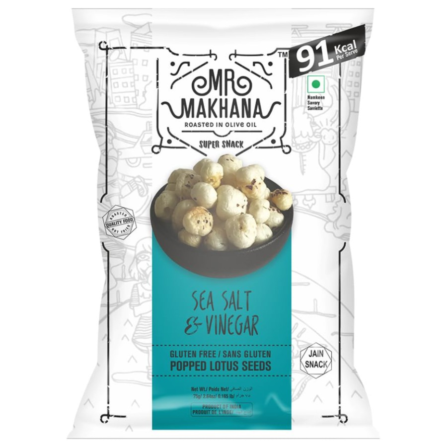 

Snack MR MAKHANA SEA SALT & VINEGAR 75G / Biji Teratai