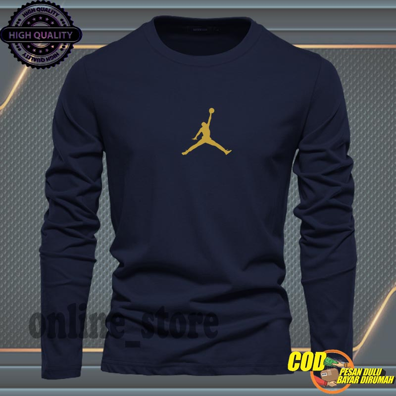 PROMO .... Baju Kaos Pria Lengan Panjang / Baju Kaos Pria & Wanita Casual / Tshirt Distro Logo Jorda