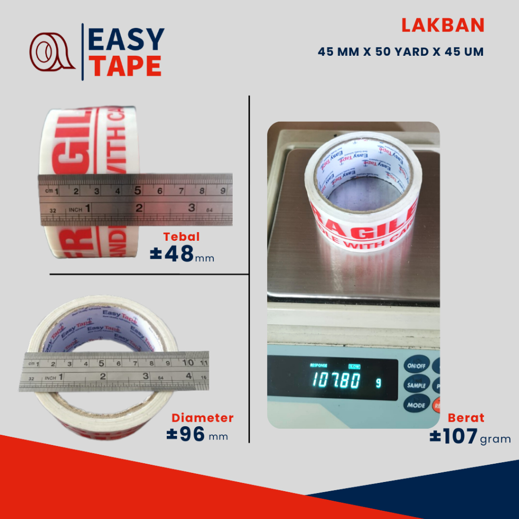 

Lakban Fragile Putih Easy Tape