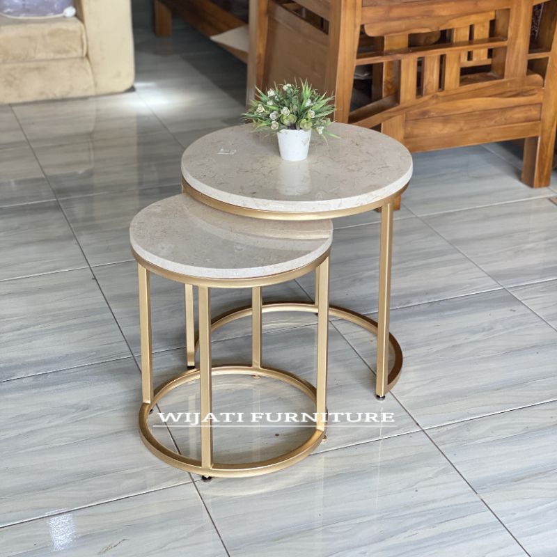 Coffe Table Marmer Asli Meja Tamu Batu Marmer Asli