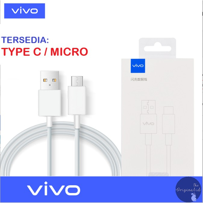 2024 Cable Charger VIVO USB TYPE C/ MICRO USB Fast Charging  Fast Charge 2.0 100%/ KABEL DATA TYPE C = 5V-9V - 2.4A/3.0A AMPERE Cassan-Casan HP Max 4g 5g Ori Original Warna Putih Flash change FlashChange 2,0 A Y71 Y81 Y83 Y85 Y01 Y91 Y93 Y95 Y91c Y1s