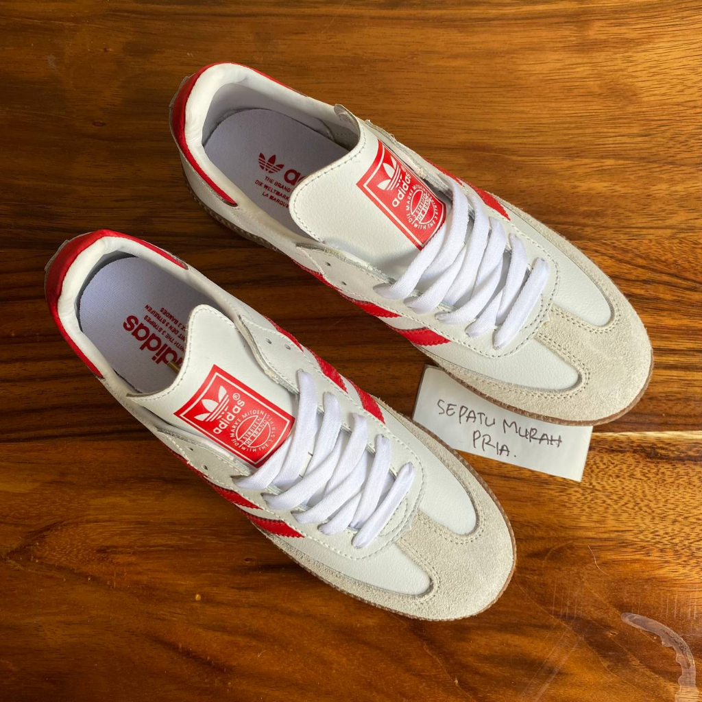 SEPATU PRIA WANITA UNISEX OOTD NONGKRONG ADIDAS SAMBA OG WHITE RED
