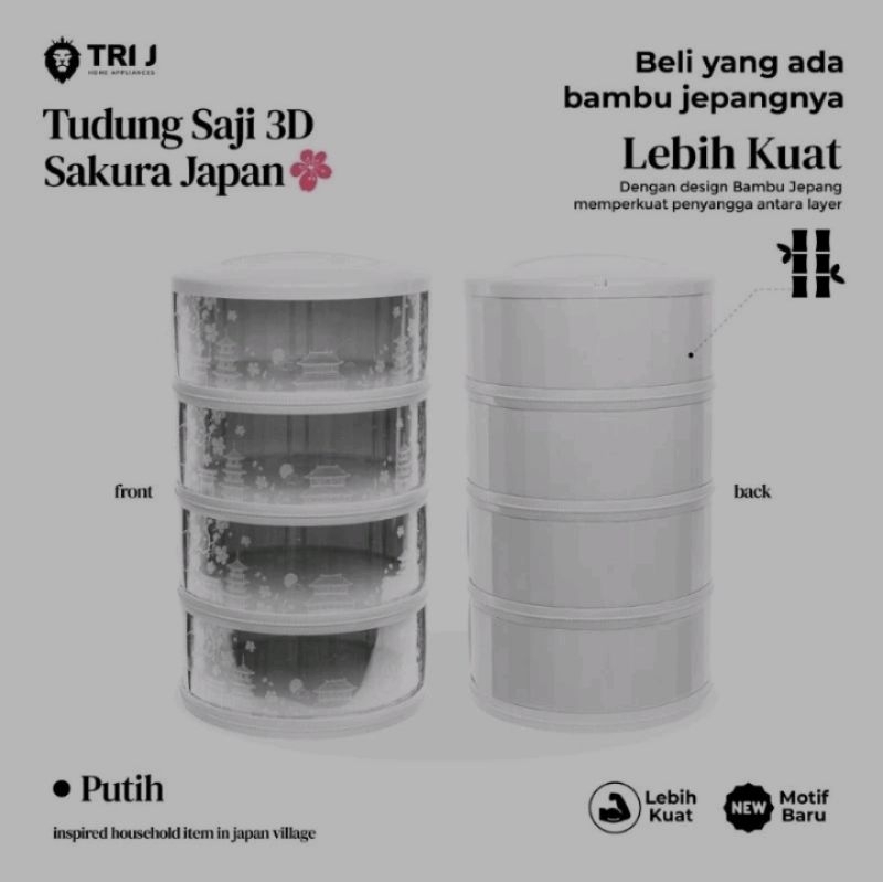 tudung saji 4 susun tri j new sakura japan