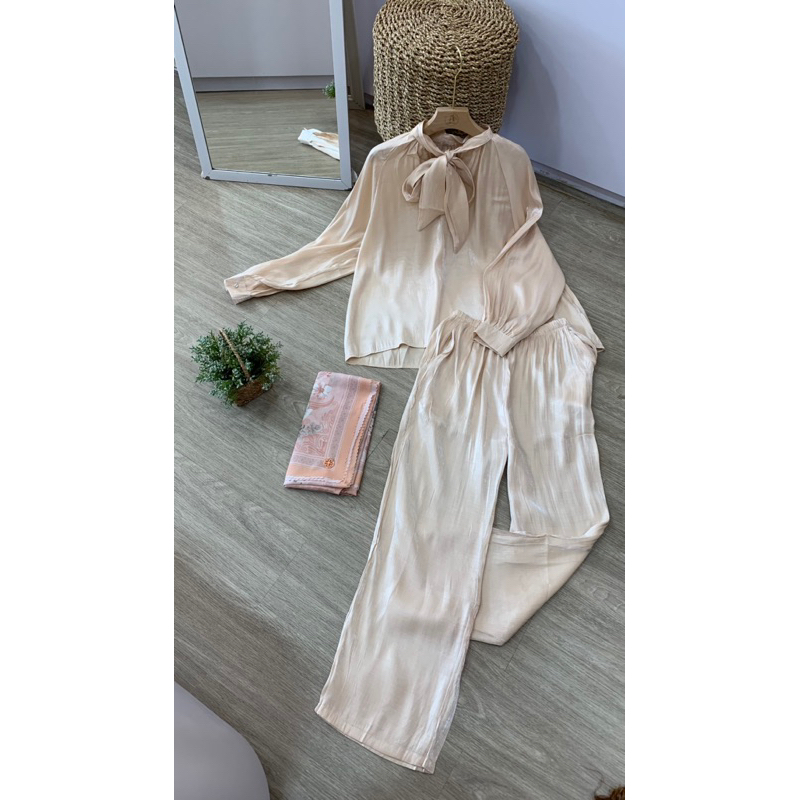 setelan celana shimer pita