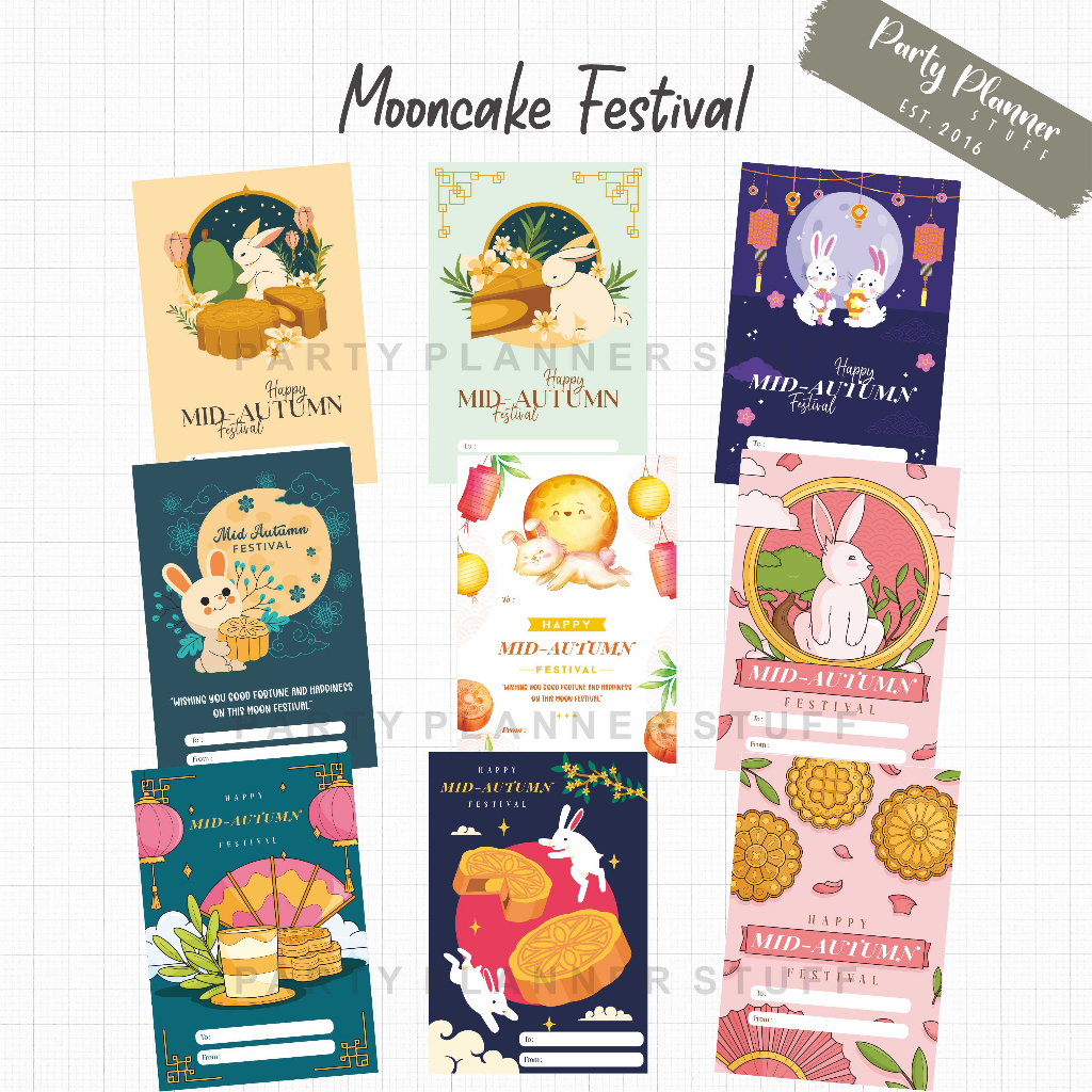Kartu ucapan kue bulan / kartu ucapan hampers mooncake festival / mid autumn festival / label ucapan