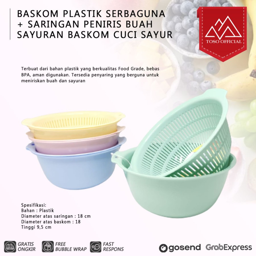YOSHIKAWA BASKOM CUCI BERAS SET BASKOM SARINGAN PENIRIS BUAH SAYURAN