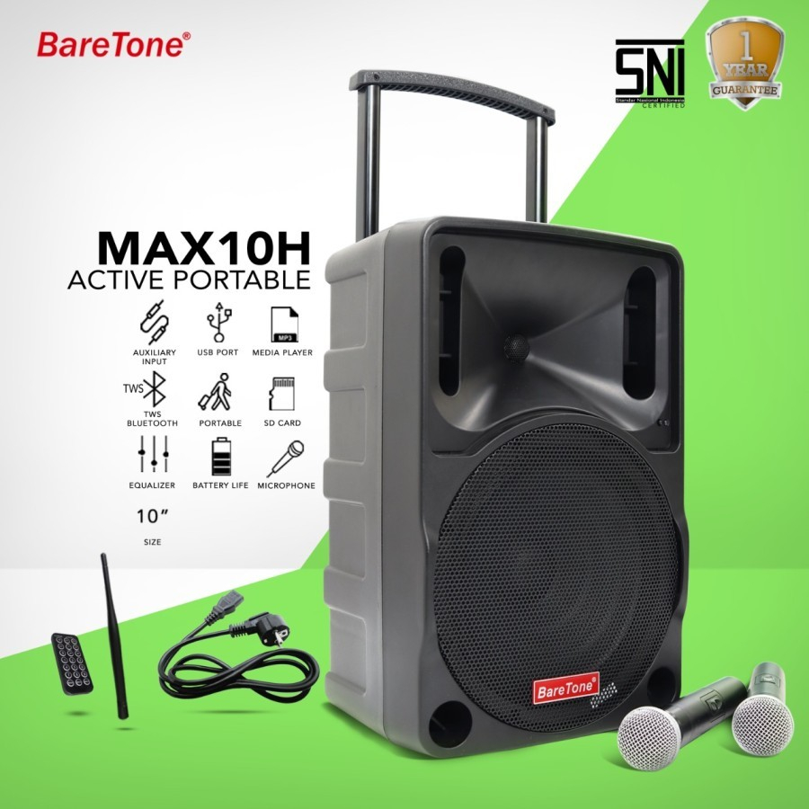 SPEAKER PORTABLE BARETONE 10 INCH MAX10H SPEAKER KARAOKE BARETONE