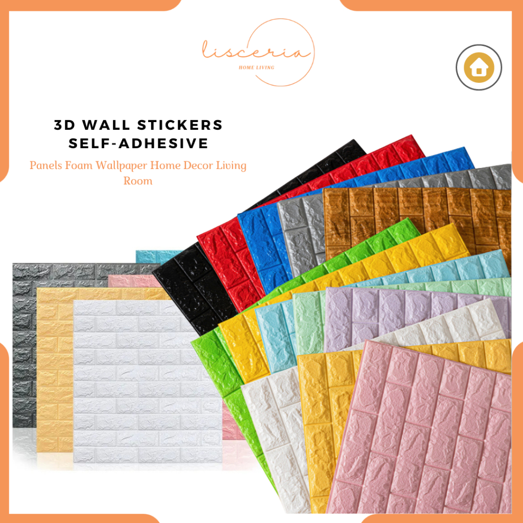[ LSC ] Wallpaper Dinding Motif Bata 3D Stiker Tempel Dinding Motif Bata