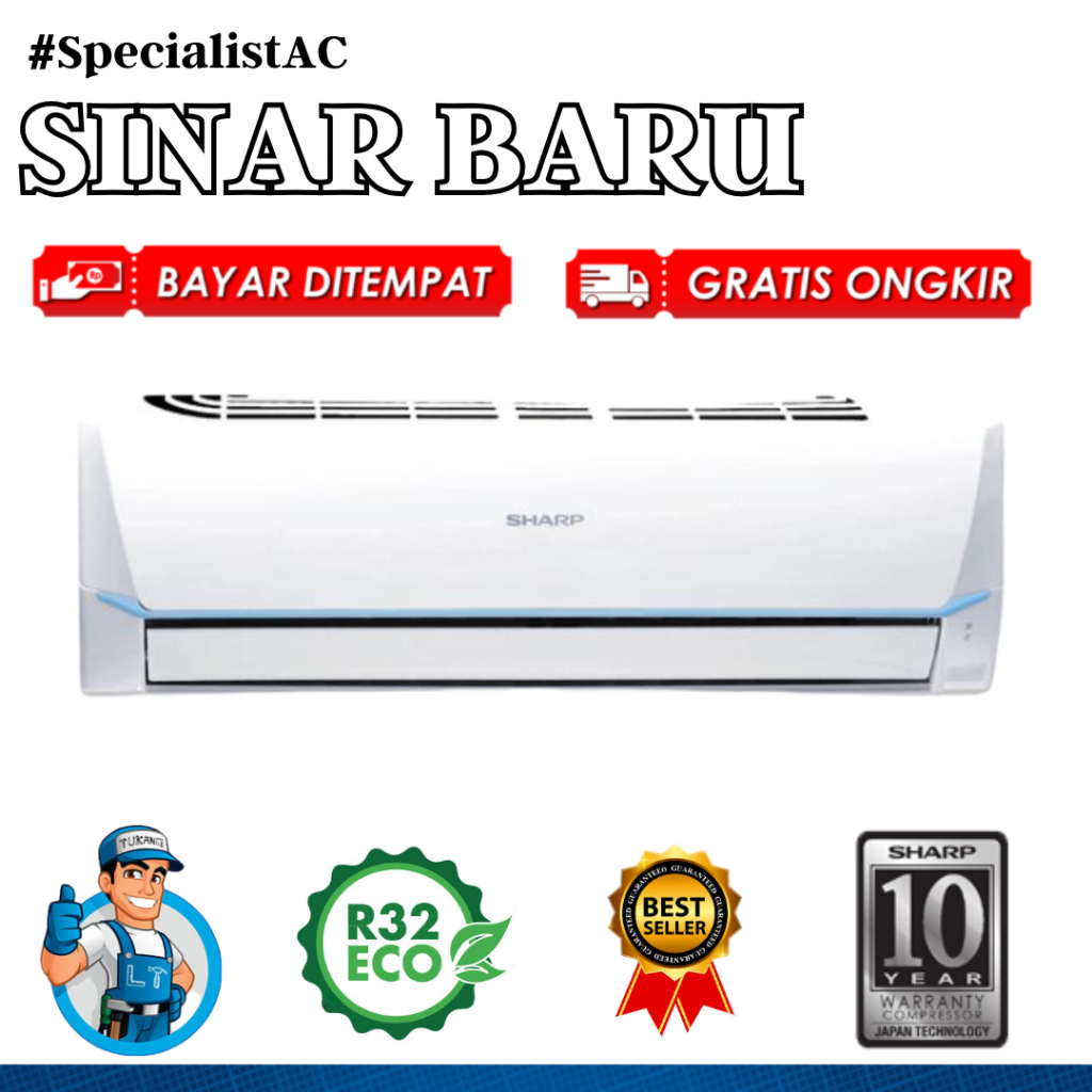 AC SHARP 1/2PK - AHA-5SAY - THAILAND + PASANG - FREE ONGKIR