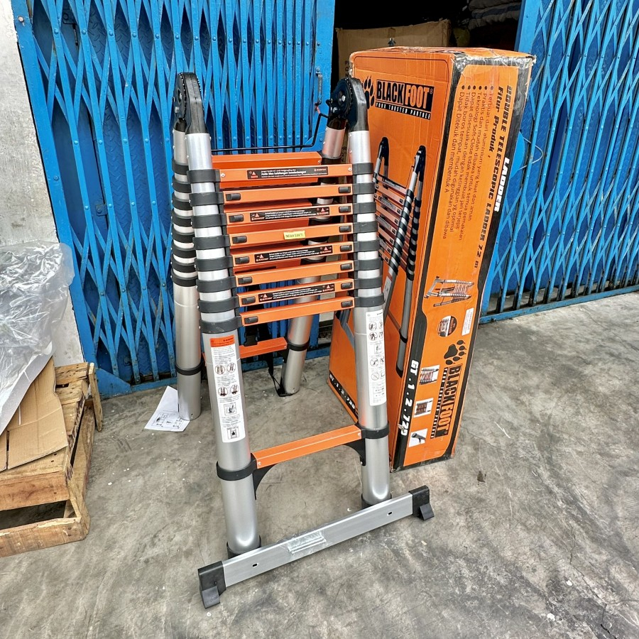 Tangga Teleskopik Tangga Lipat Aluminium Double Telescopic 7.2 Meter