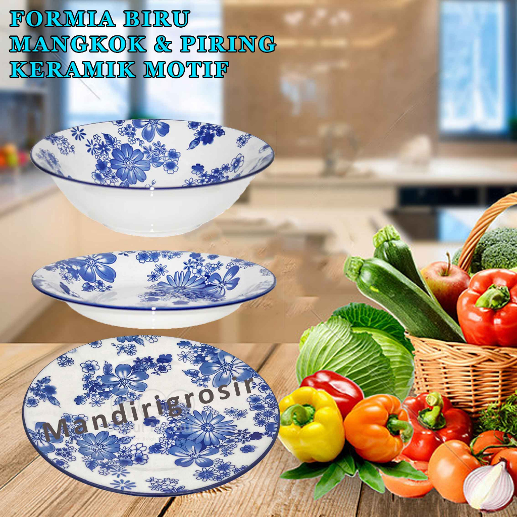 Mangkok Keramik * Mangkok Formia Biru * Mangkok Motif Serbaguna