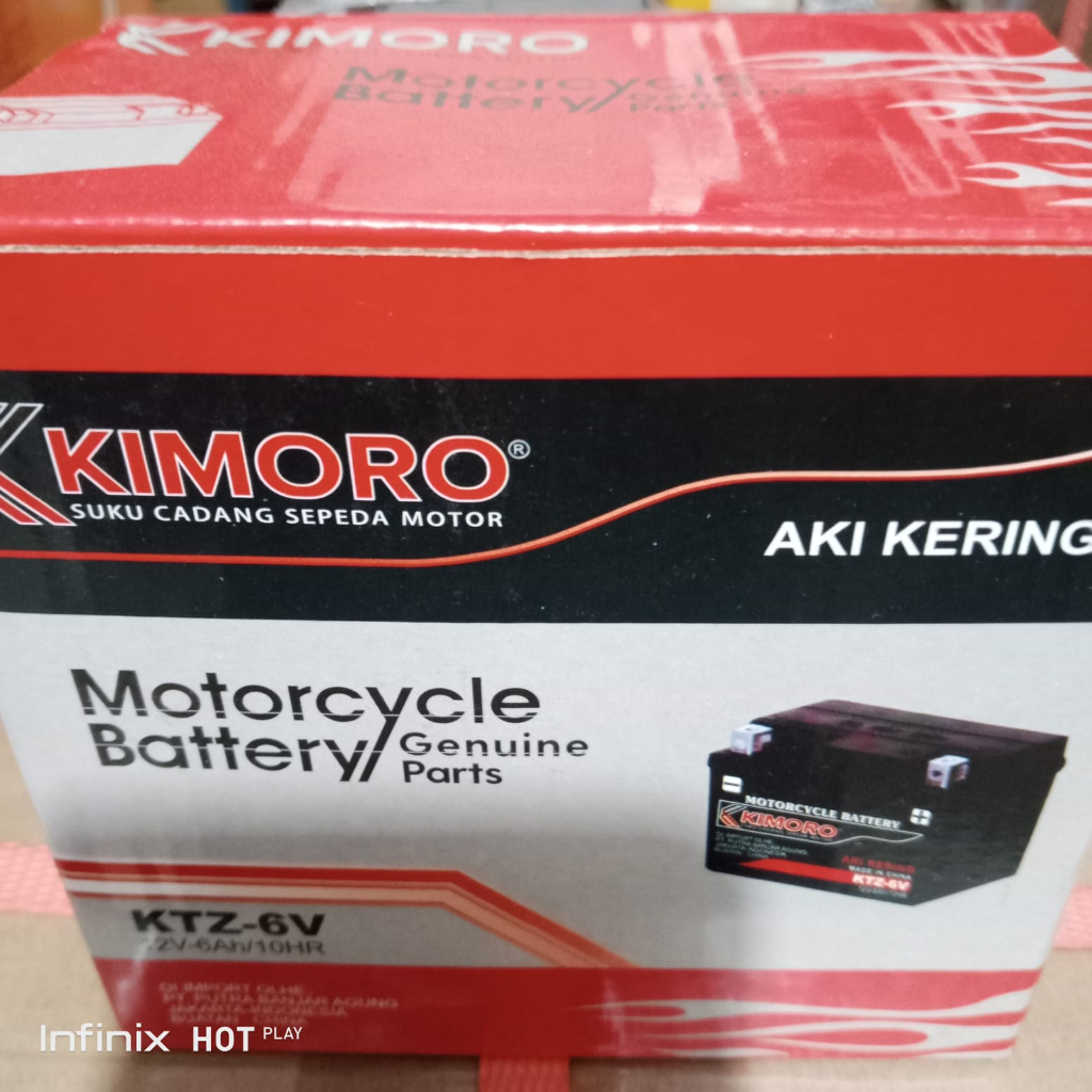 Aki Motor Kimoro KTZ 6-v Aki Kering Accu Kering  ktz 6-V kimoro