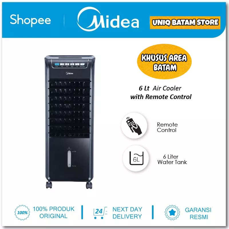 MIDEA AIR COOLER 6 LITER AC100 - A (B) + REMOTE GARANSI RESMI [ BATAM ]