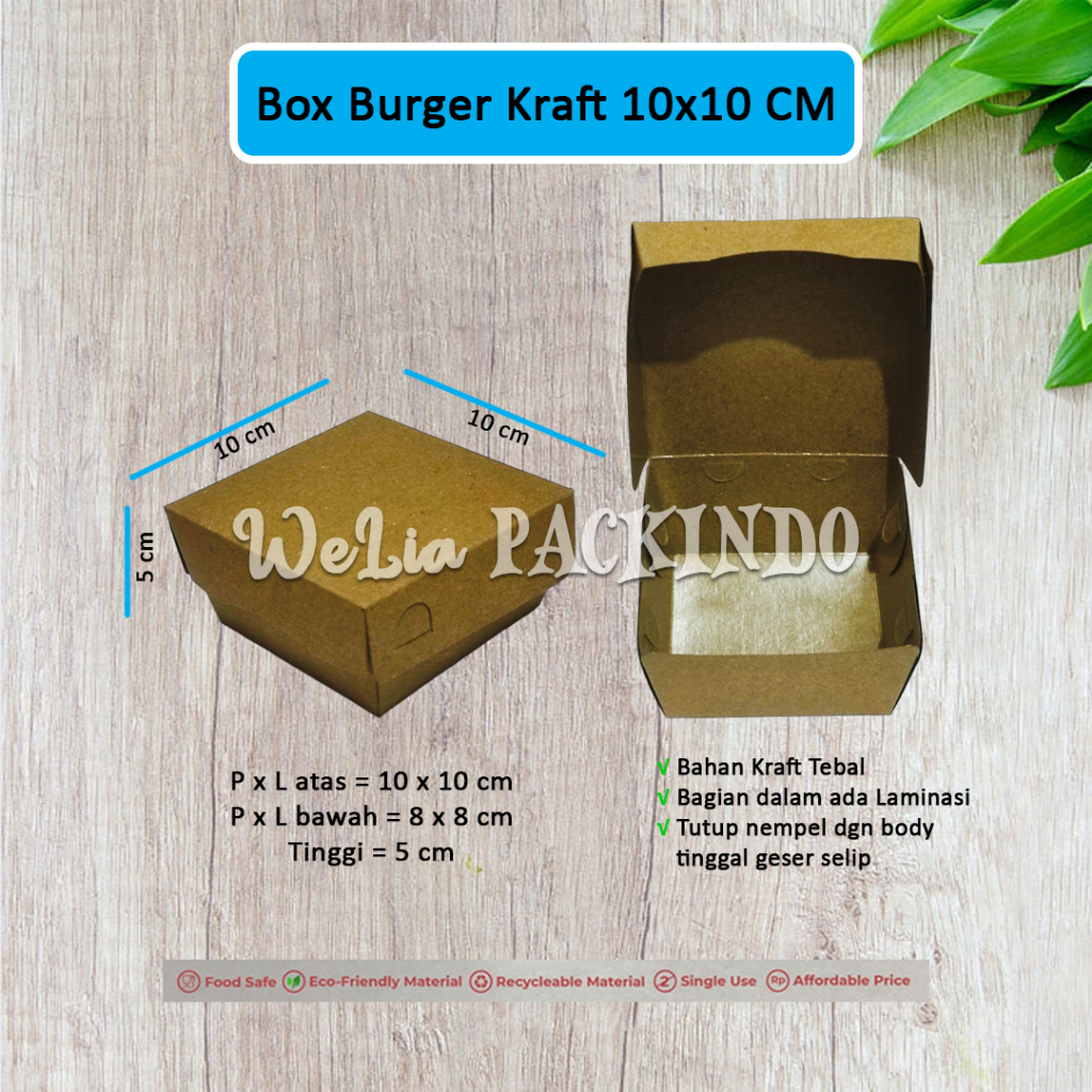 

[1 PCS] Box Kraft 10x10 / Kotak Burger Dimsum Takoyaki Sandwich / Kotak Dus Model GS