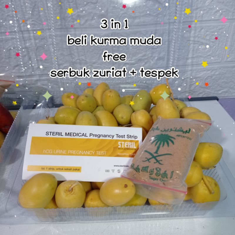 

kurma muda promil 1 kg + free serbuk zuriat + free test pack| paket promil kurma muda | penyubur kandungan | kurma ruthop untuk promil