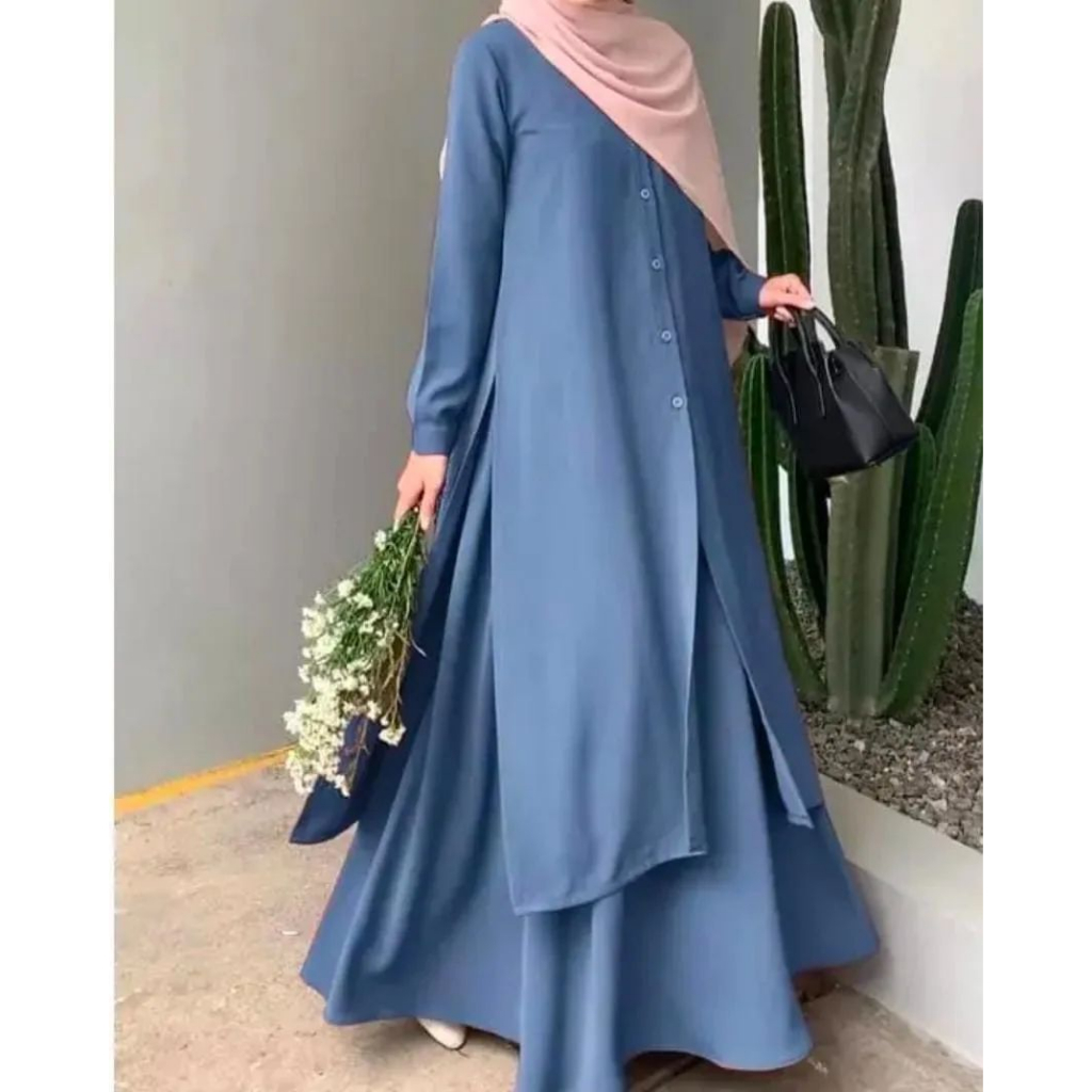 Vania Set Baju Setelan Wanita Muslim Syari Setelan Rok Ootd Hijab Fashion Muslimah Crinkle Airflow P