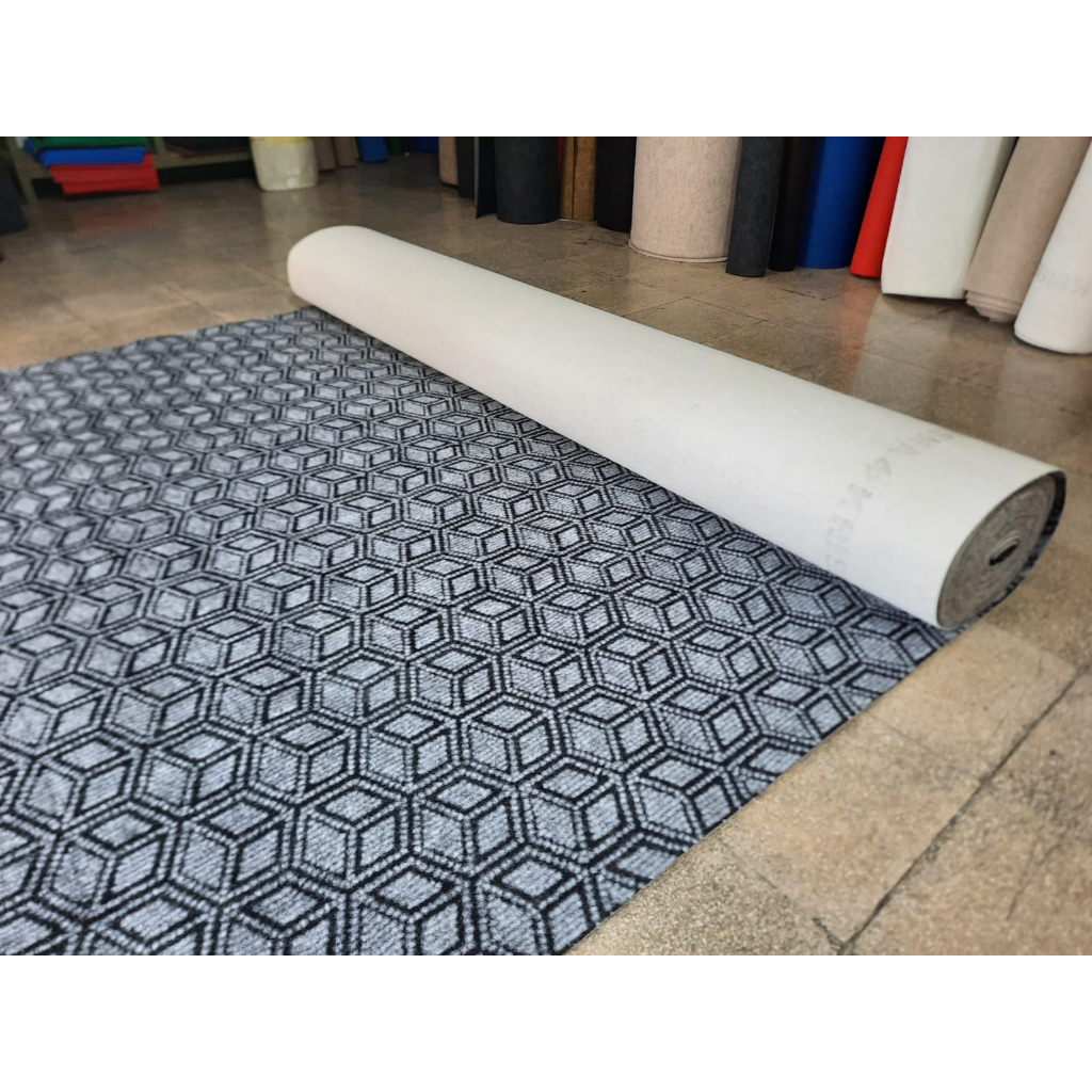 Karpet Lantai Bludru Motif Kapet Meteran [Lebar 2 Meter] 0.5 x 2 m- Adana Grey 05