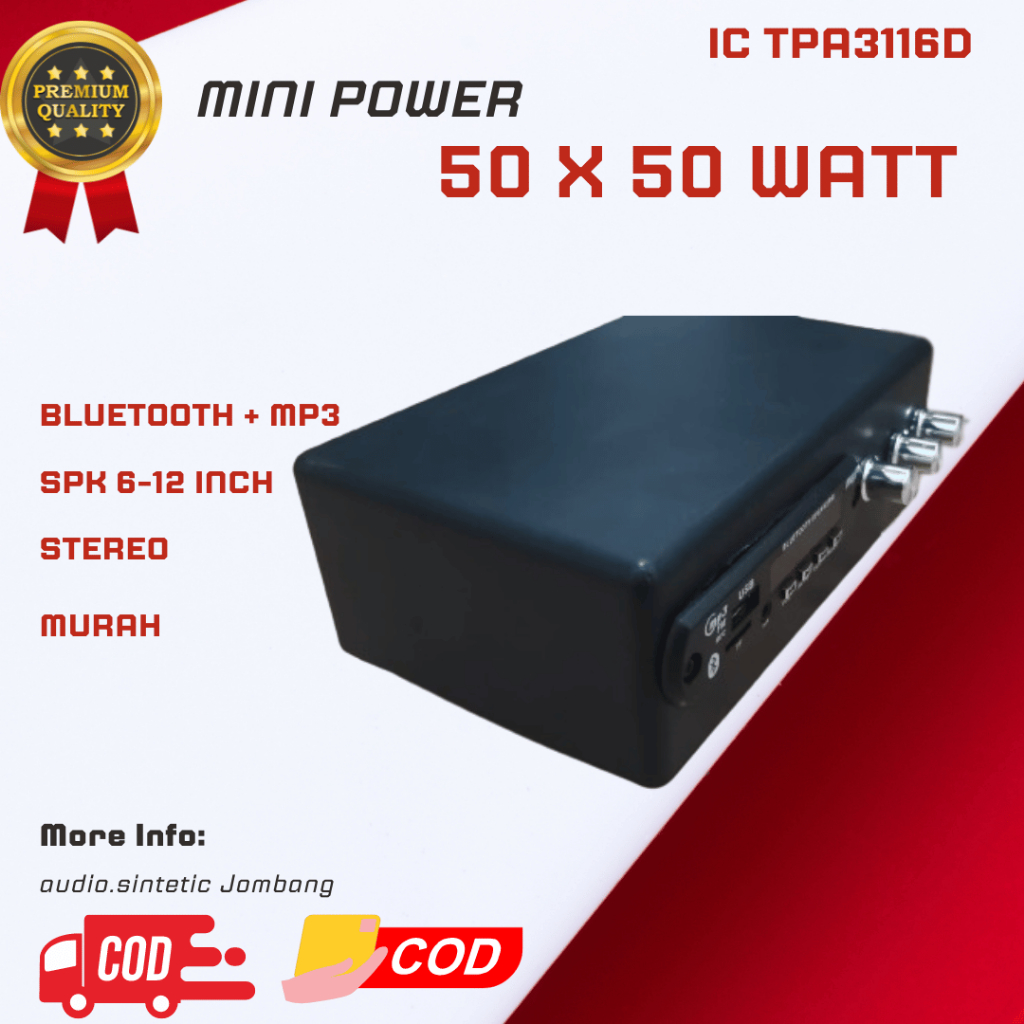 [ORIGINAL] Mini Power Amplifier TPA3116D2 Jernih  12 - 24 volt || Bisa untuk mobil || sudah Bluetoot