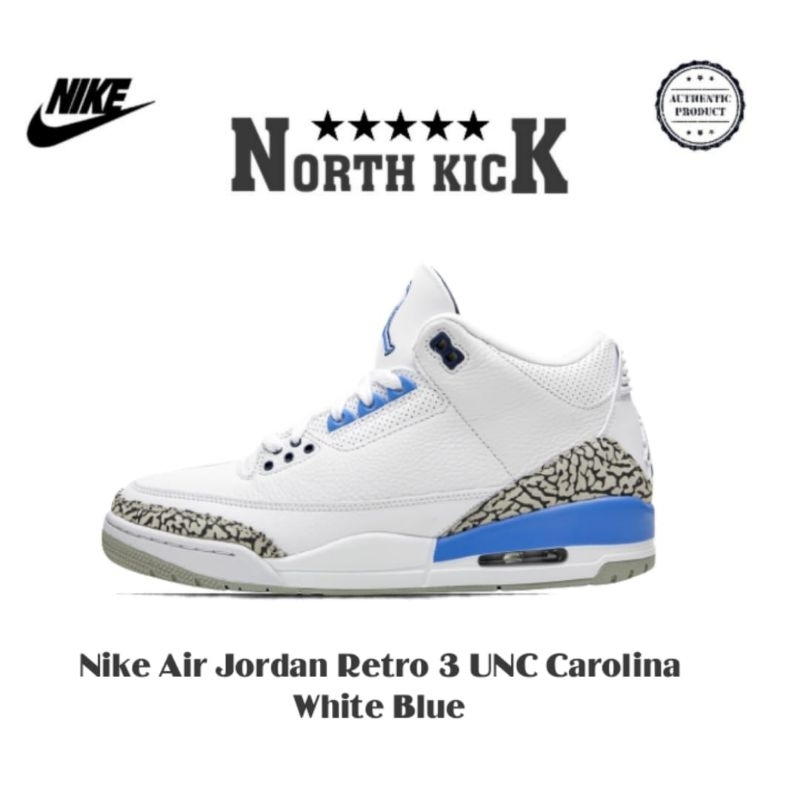 Nike Air Jordan Retro 3 UNC Carolina White Blue 100% Original BNIB