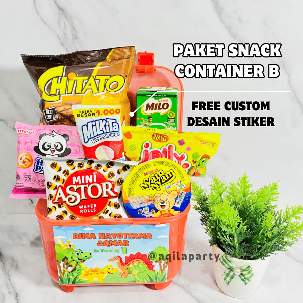 Paket Snack Ulang Tahun Anak Container Free Stiker /Souvenir Ulang tahun