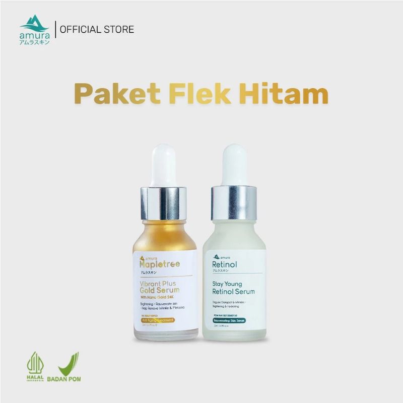 SERUM AMURA RETINOL PAKET FLEK HITAM,RETINOL&GOLD