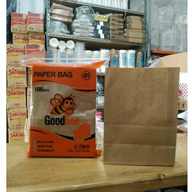 

Paper Bag Roti - Food Paper Bag - SOS Bag 41 Brown uk 17,5x13x7,5cm isi 100lbr