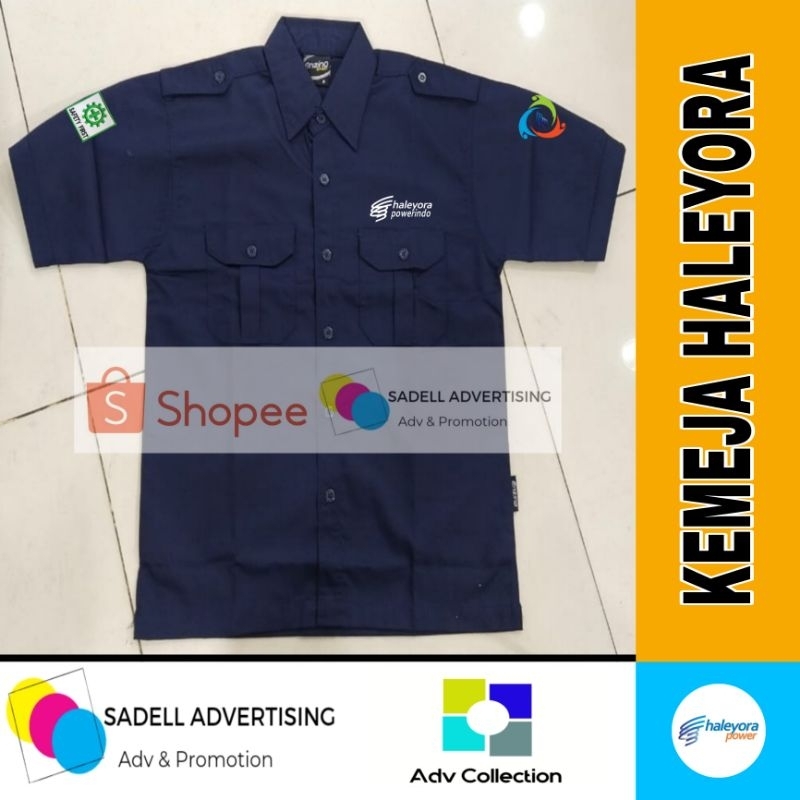 Kemeja Haleyora Powerindo Seragam Haleyora Powerindo Navy PDH Lengan Pendek Pria Bordir