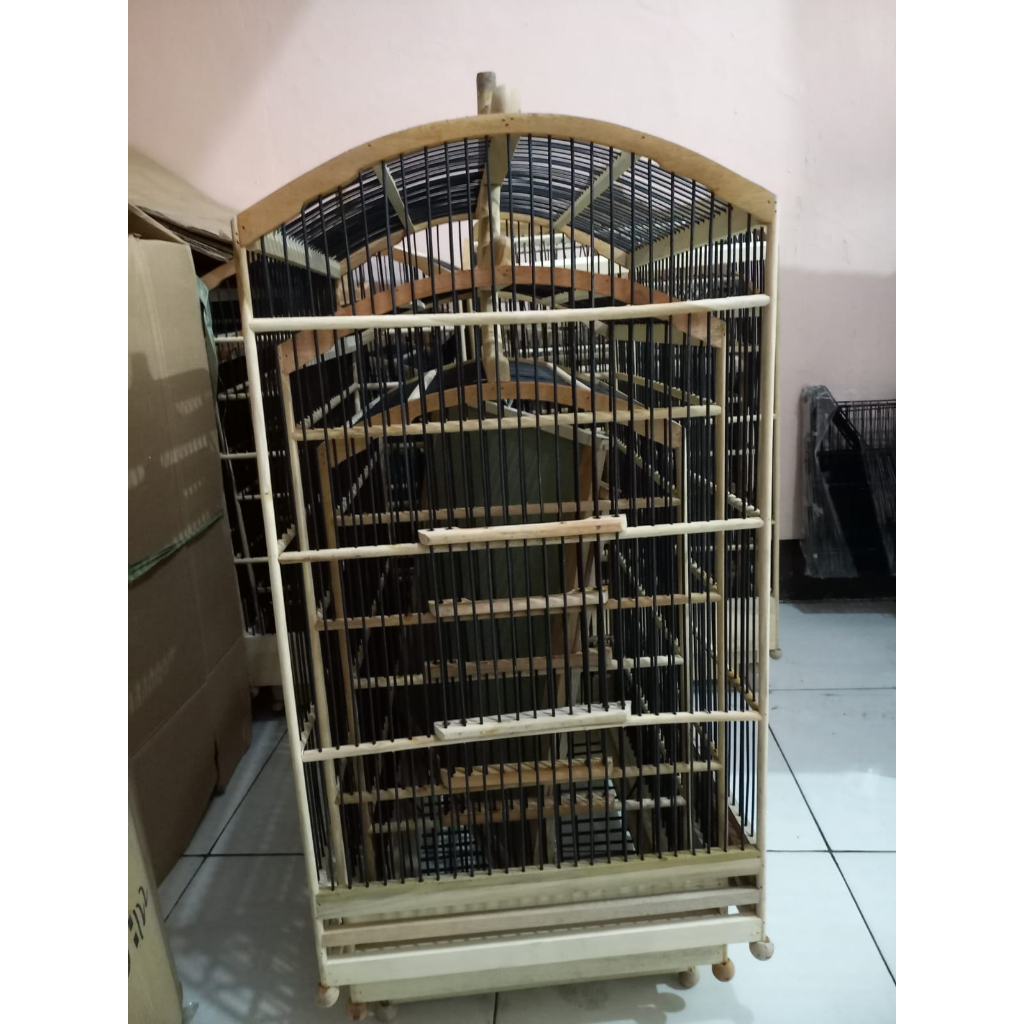 Sangkar Kayu Replikan Mentahan  Jeruji Hitam no.2