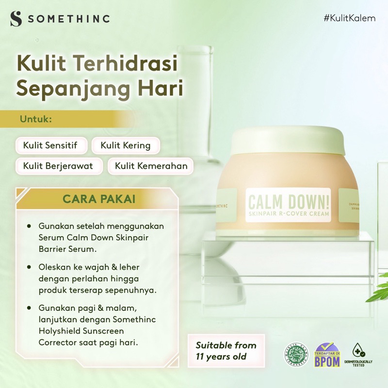 Somethinc Calm Down Skinpair R-Cover Cream Moisturizer 30gr 50gr Refill Original BPOM Pelembab Sensitive Skin 30ml 50ml
