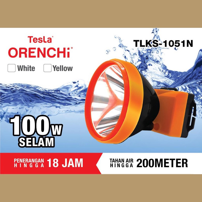 SENTER KEPALA SELAM 100W CAHAYA PUTIH MERK TESLA ORENCHI