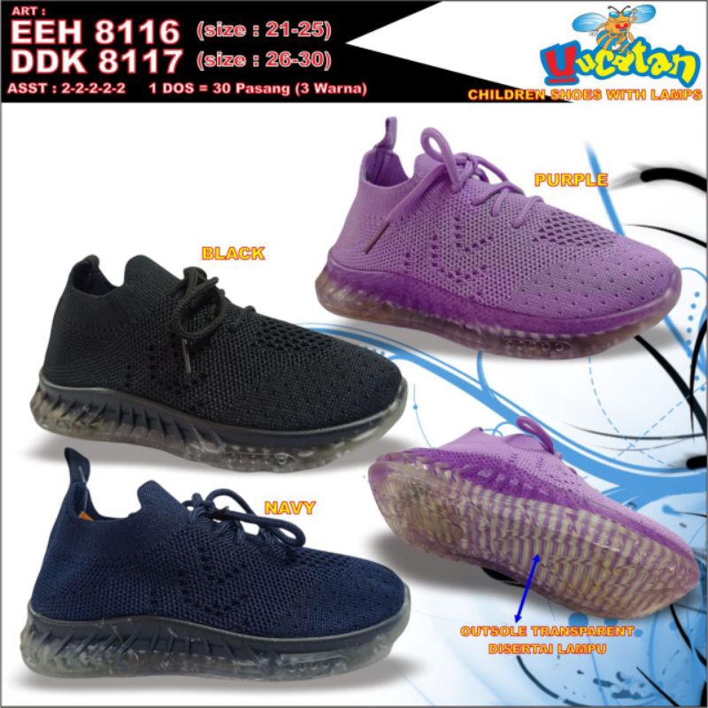 SEPATU SNEAKER ANAK LAKI-LAKI LED YUCATAN UK 26-30 SEPATU ANAK CEWEK COWOK TERMURAH