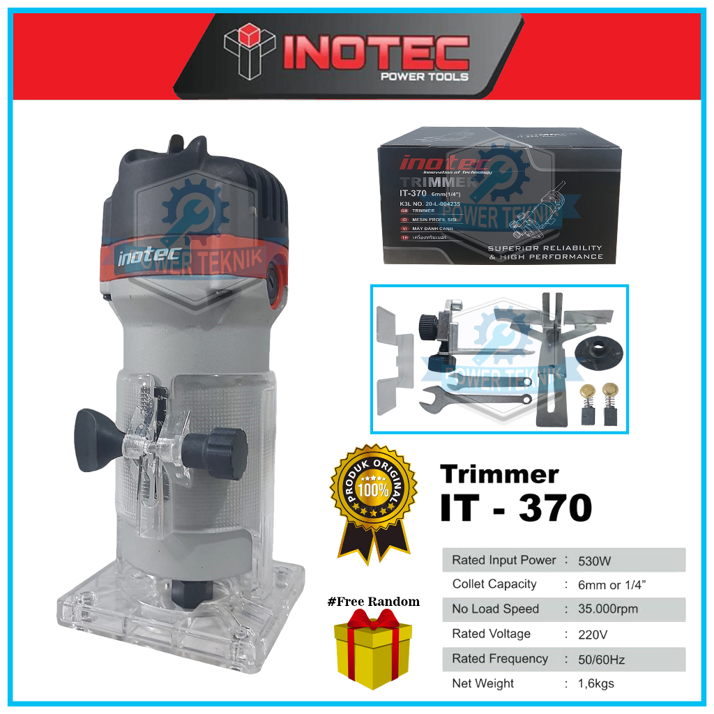 Mesin Trimer Kayu INOTEC IT 370 Mesin Profil Trimmer Router Ukir Kayu 6mm IT370 TERMURAH