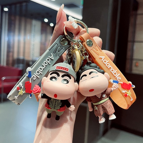 Kreatif Kartun Animasi Epoxy Gantungan Kunci Boneka Pria dan Wanita Lucu Mobil Gantungan Kunci Ranta
