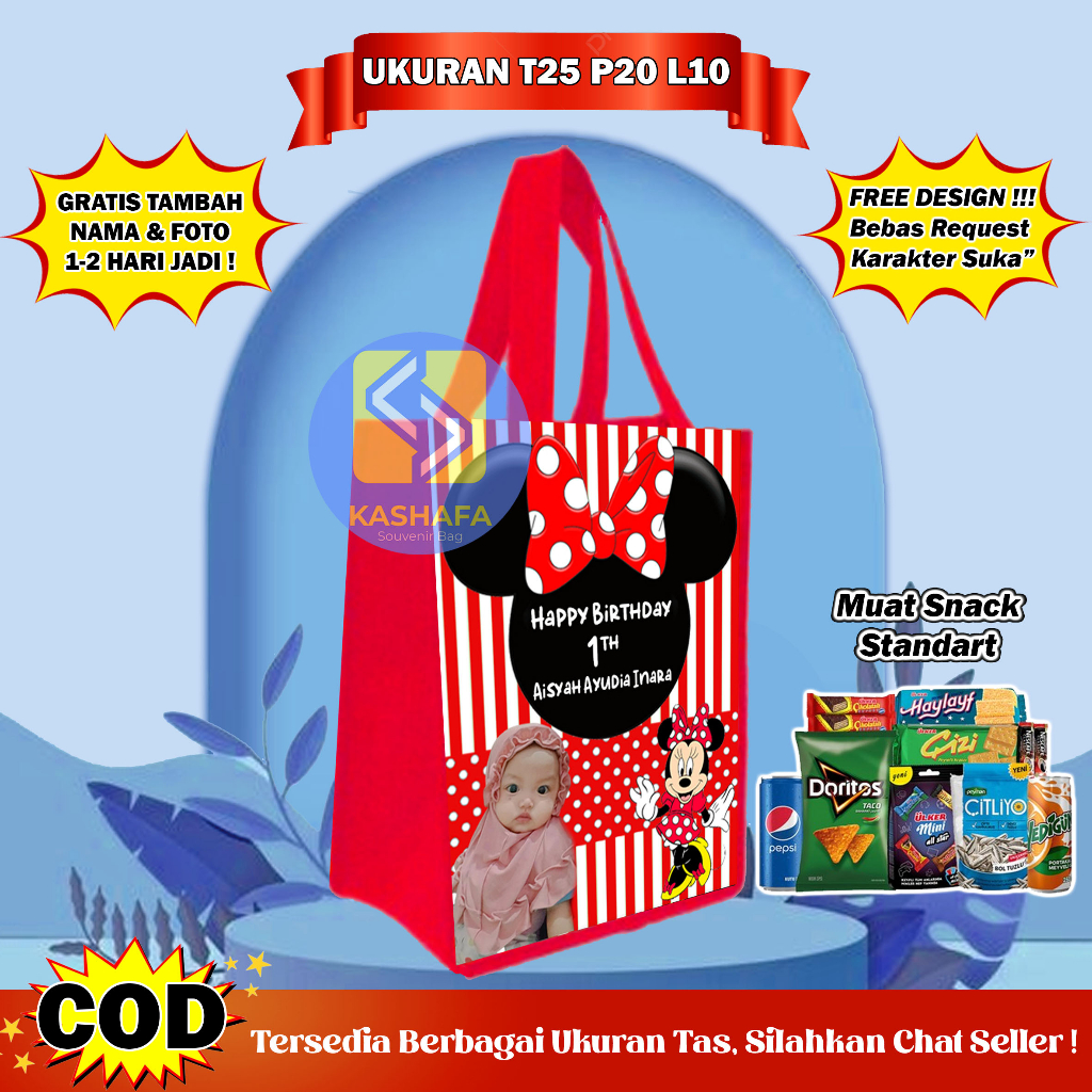 

Tas Ulang Tahun Bingkisan Snack - Tas Ultah Muat Snack - Tas Ulang Tahun Anak Karakter - Tas Ulang Tahun Anak/Tas Ultah Gratis Nama dan Foto/Tas Ultah Custom/Tas Ultah Anak Custom/Tas Souvenir Ultah Free Design/Tas Ultah Terlaris/Goodie Bag Ultah Murah