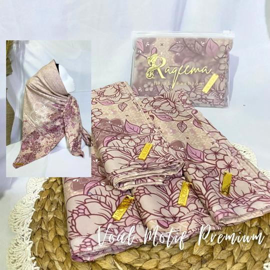 Hijab Voal Motif Premium ELYA Series Segi Empat Lasercut by Raqeema Hijab Free Pouch