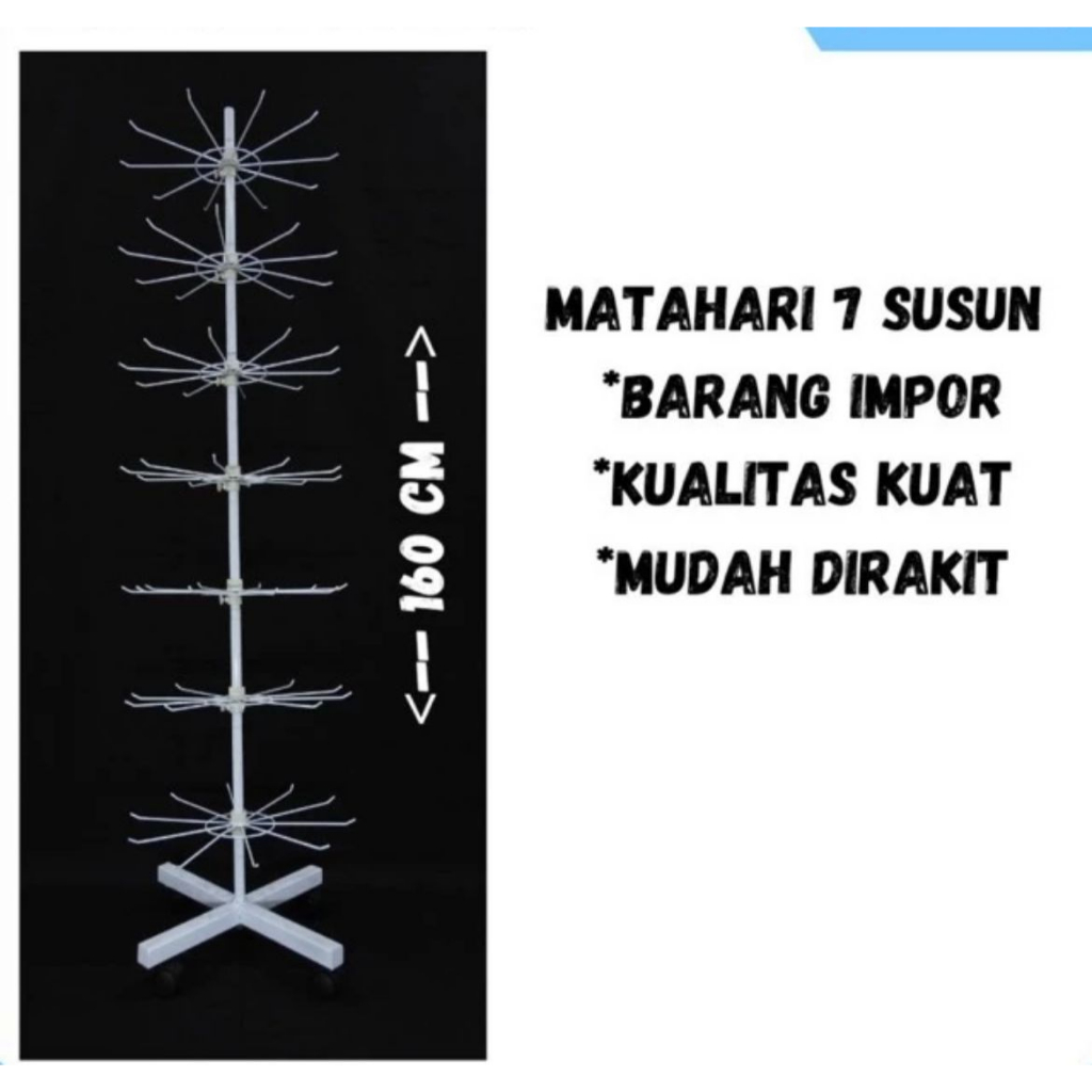 ( 1 SET ) RAK DISPLAY MATAHARI 7 SUSUN BALING BALING 10 JARI | RAK AKSESORIS PUTAR 7 SUSUN TEBAL
